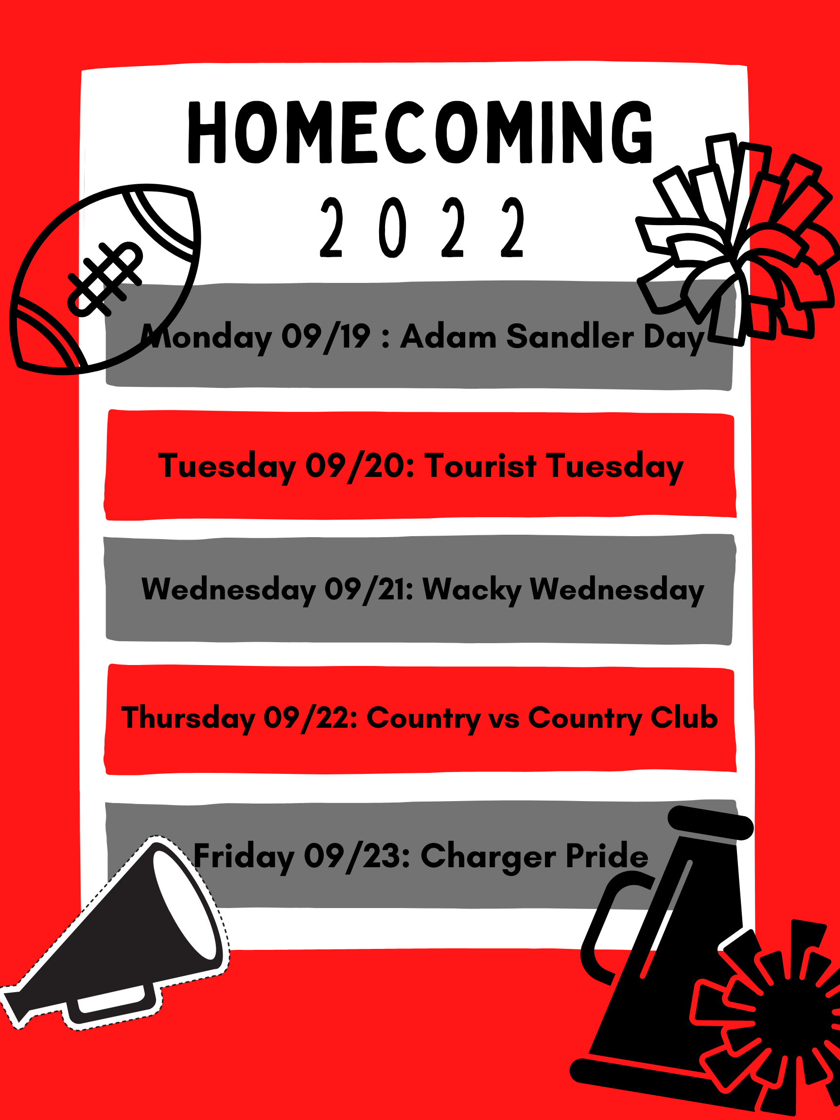 Homecoming Week Spirit Days