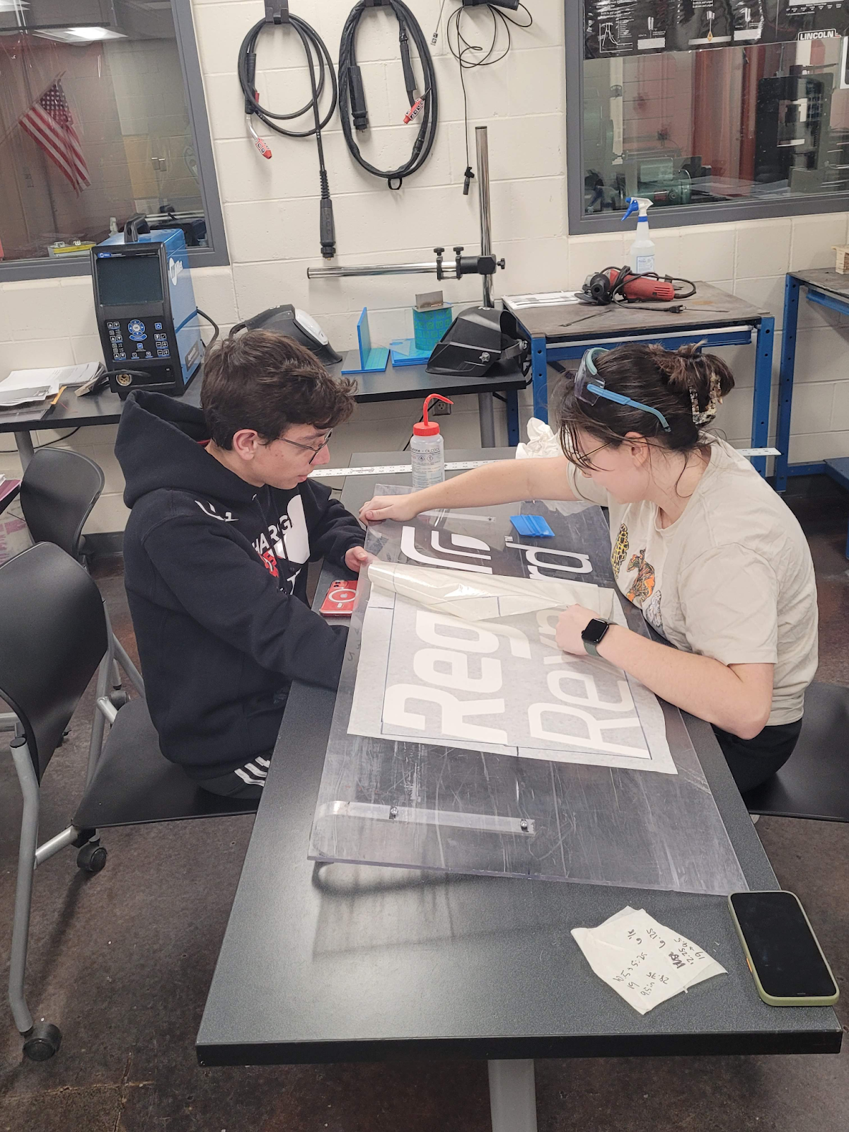  Students preparing panels for the field. 
