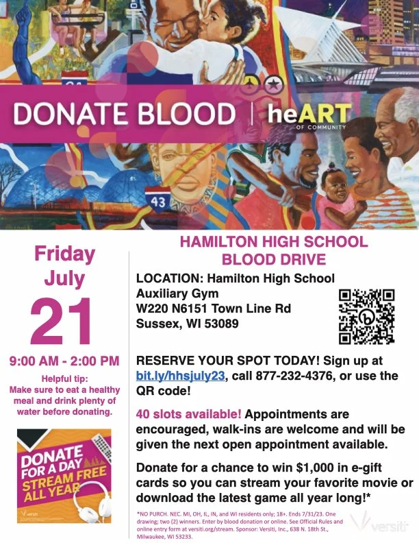 July 21 Blood Drive at Hamilton
