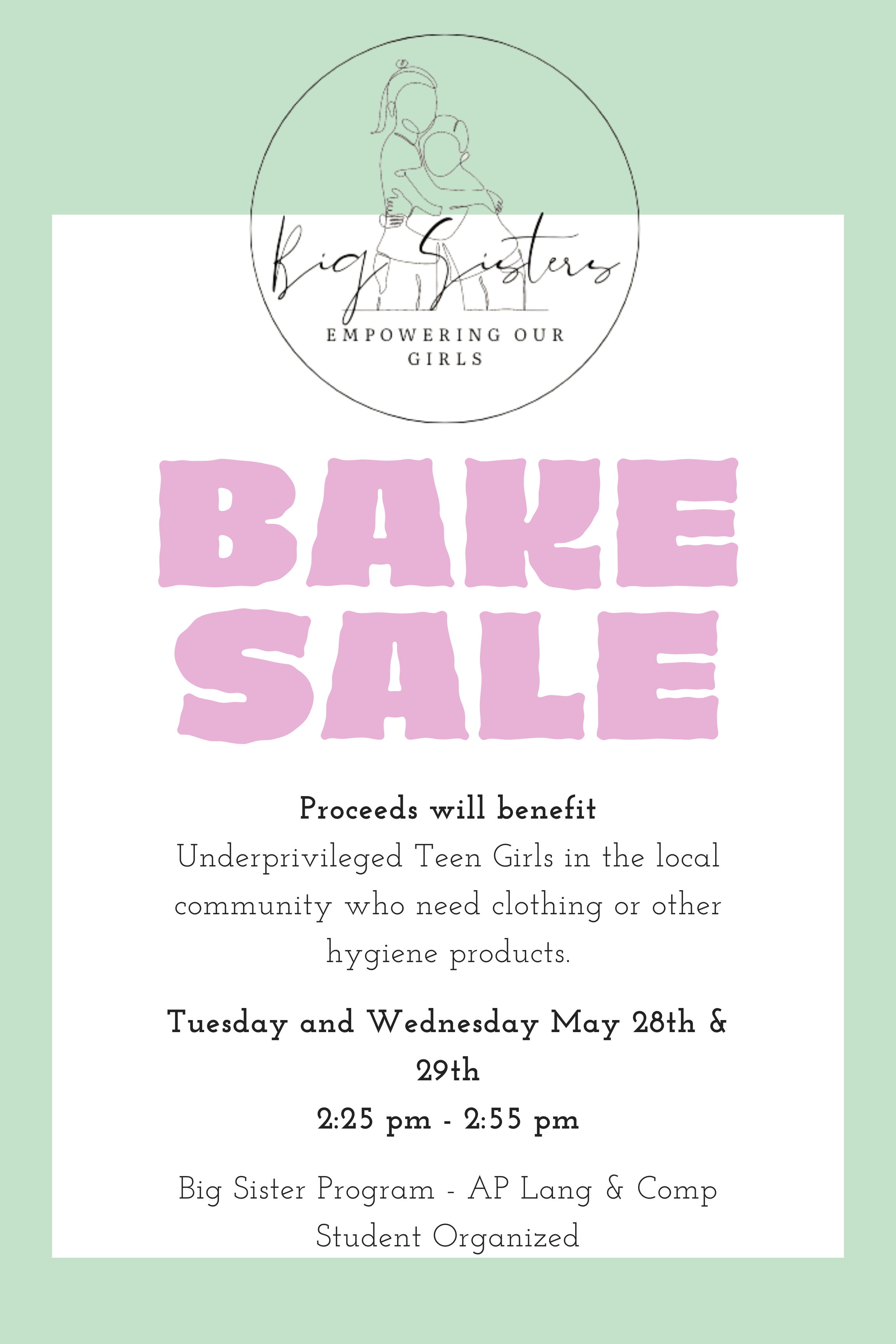 Big Sister Bake Sale