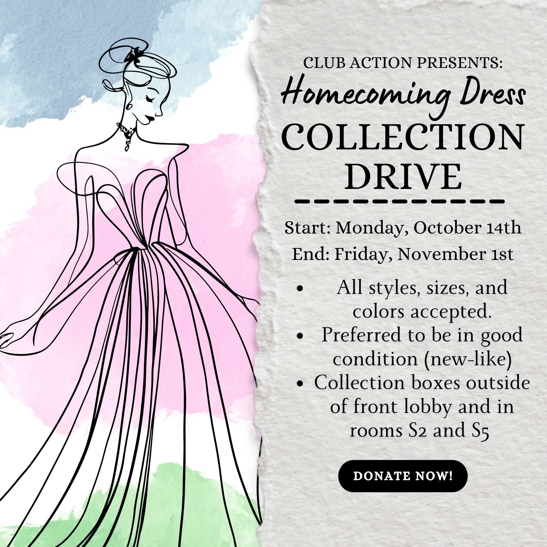 Club Action Homecoming Dress Collection Drive
