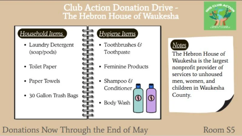 Club Action Collection Drive for Hebron House