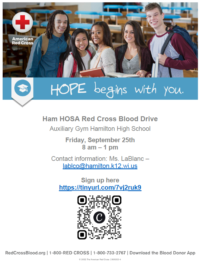 Support the HOSA Blood Drive on September 25!