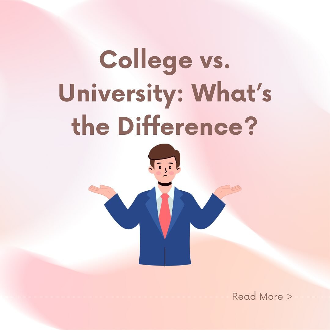 Wondering what the difference between a college and a university is? Swipe right to learn more!