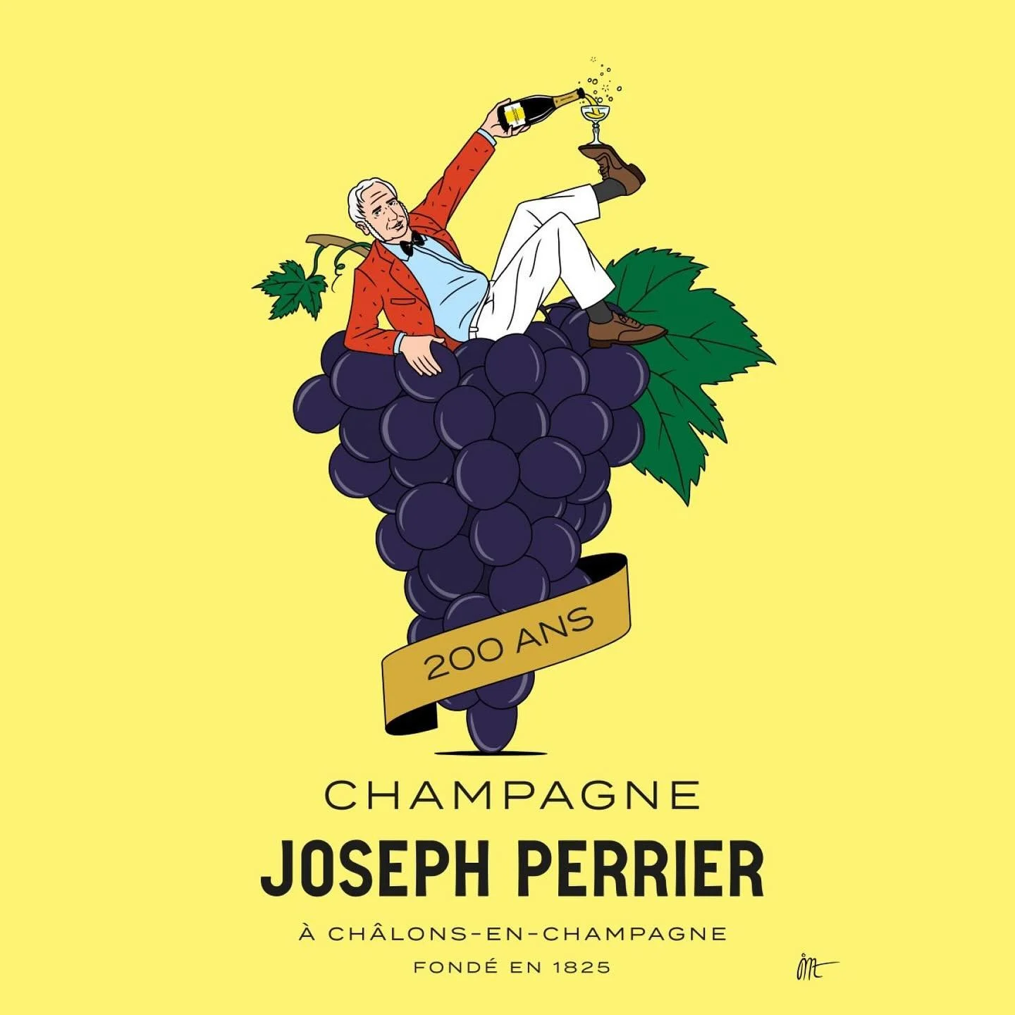Savoir-faire, tradition et transmission : c’est ce que @jeanmicheltixier illustre à travers une collaboration en l’honneur des 200 ans de la Maison de Champagne @champagnejosephperrier . Il perpétue les codes des affichistes