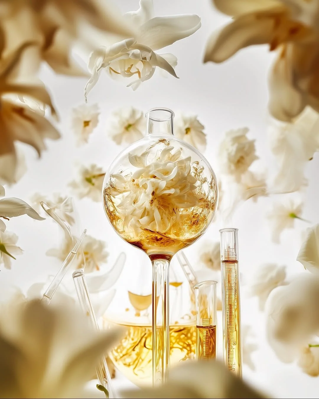 Olfactorium 🫧 by @studioanco_ia_luxe 
Scent of vanilla, sweetness and jasmine. Like the end of summer. Delve into the heart of the perfume-making process and its different notes, sensory immersion activated. 
#ai #aiartist #aiagency #perfume #scen