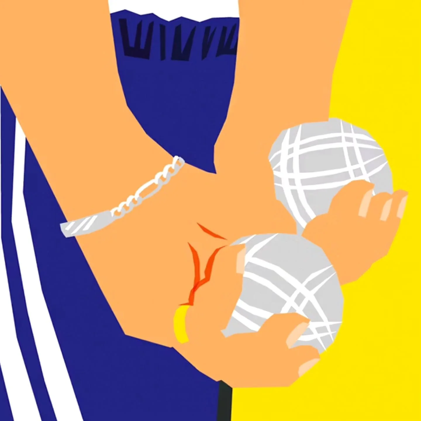 - (งツ)ว Nouvelle série d'illustrations de @mariedoz pour le magazine @lequipe, à la recherche du plus mauvais perdant dans la région de Marseille 😉 
#illustration #lequipemagazine #petanque #marseille