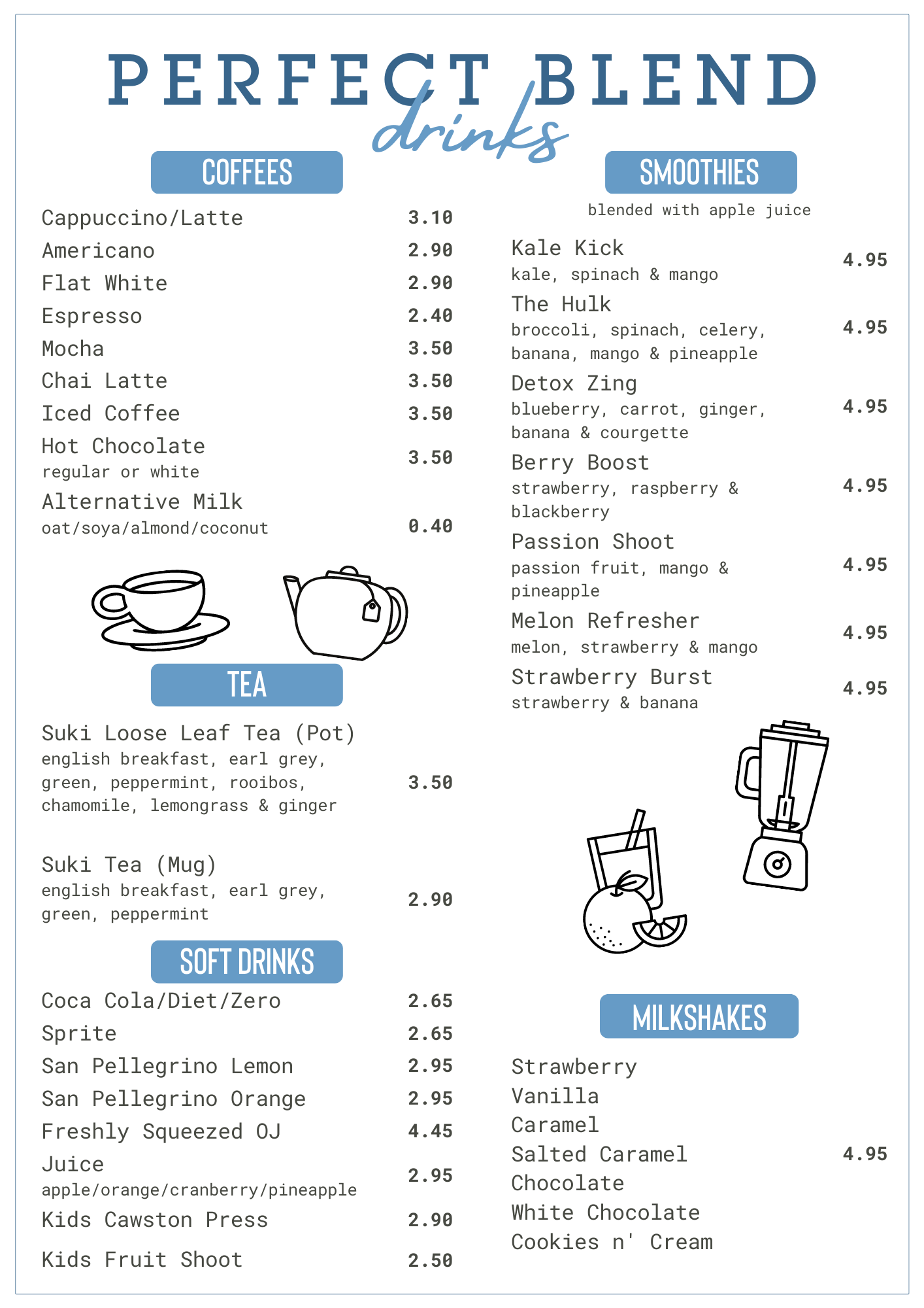 View Our Drinks Menu — Bar & Restaurant in Streatham Perfect Blend