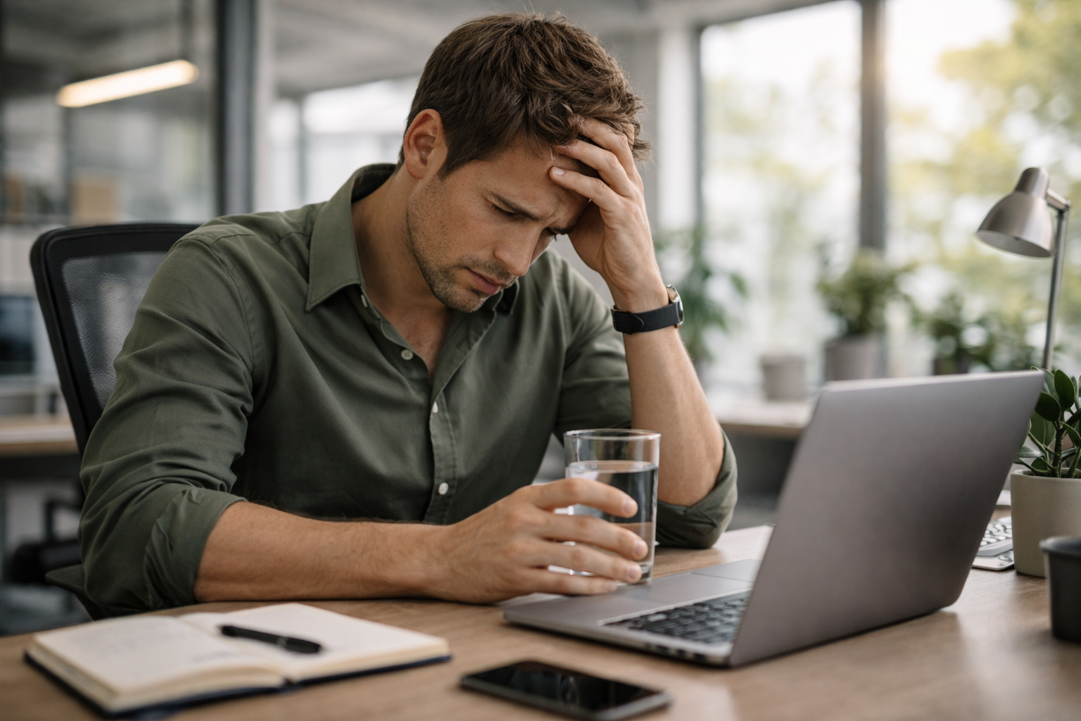 Man stressed at work