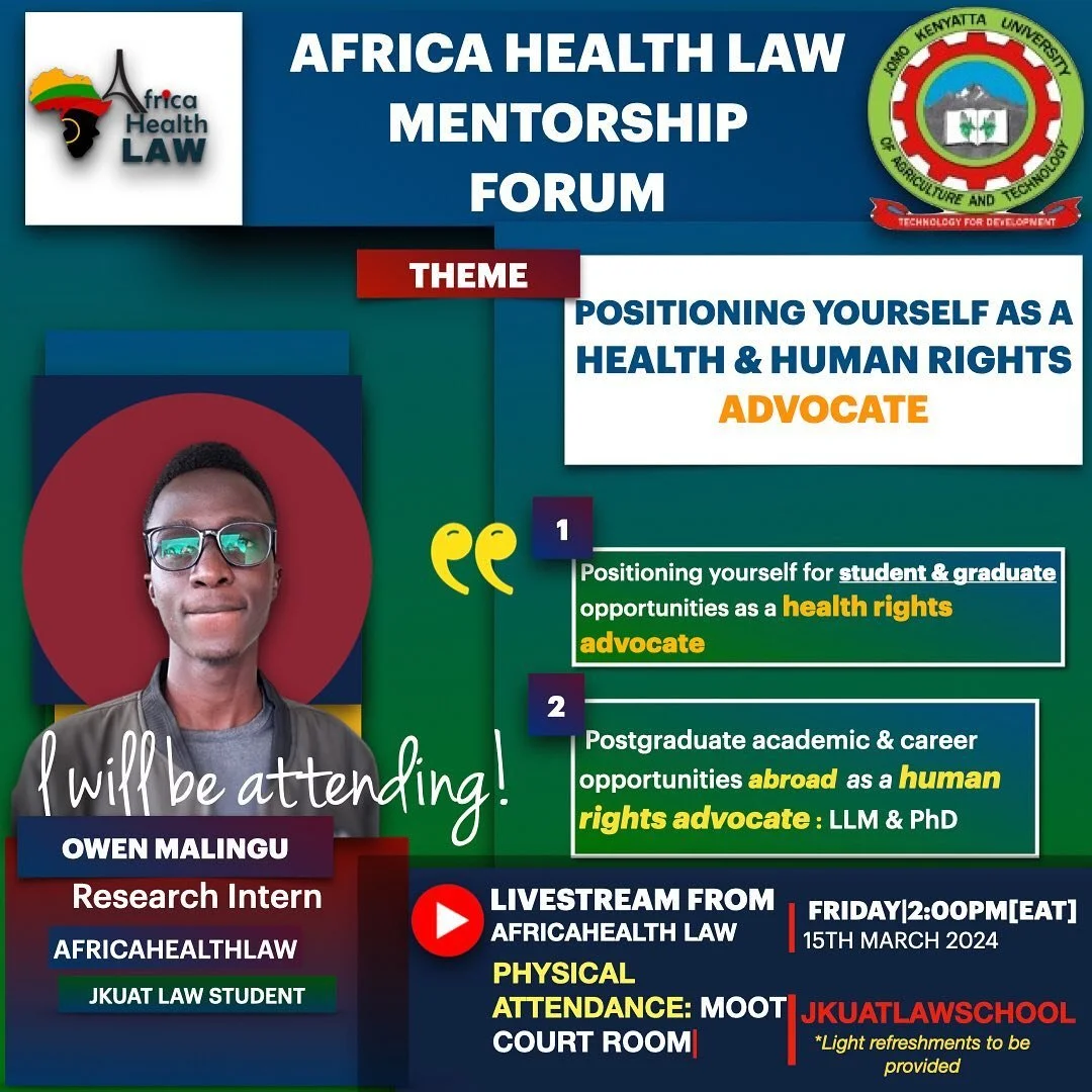@owenmalingu shall be attending our MENTORSHIP FORUM to learn more about:

 &bull;  How to position yourself as a health and human rights advocate.

 &bull;  Post-graduate academic &amp; career opportunities.

- Student and graduate internship opport