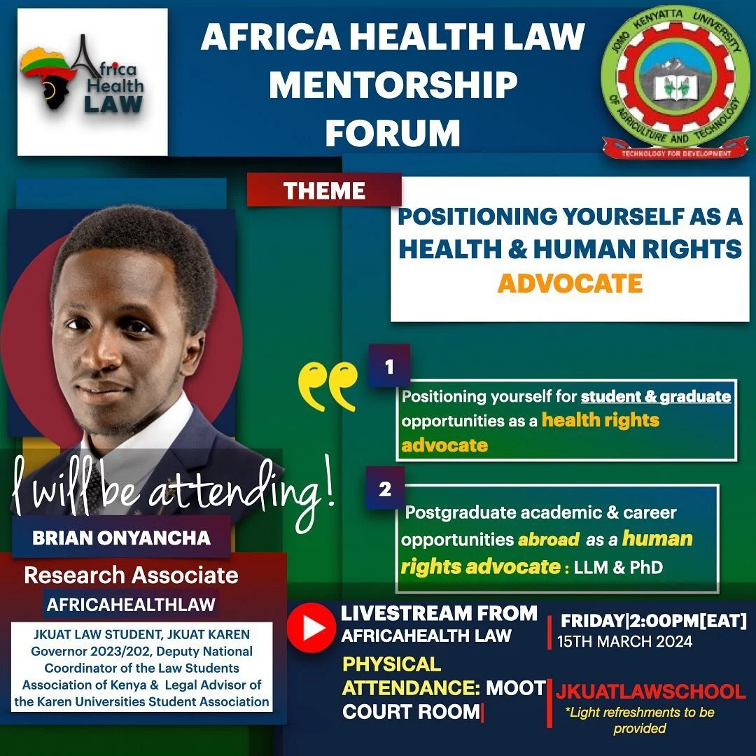 @onyanchez_ shall be attending our MENTORSHIP FORUM to learn more about:

 &bull;  How to position yourself as a health and human rights advocate.

 &bull;  Post-graduate academic &amp; career opportunities.

- Student and graduate internship opportu