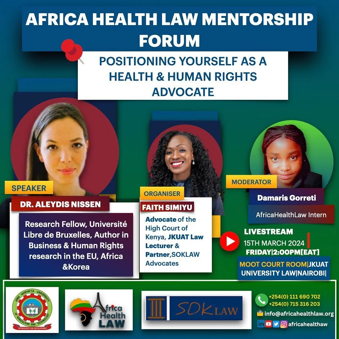 Ever wondered what it takes to be an international legal researcher? Well? If so, this session is for you!
:
We have secured the attendance of Dr. Aleydis Nissen from Belgium who will give her personal experiences in human rights Advocasy. She has wo