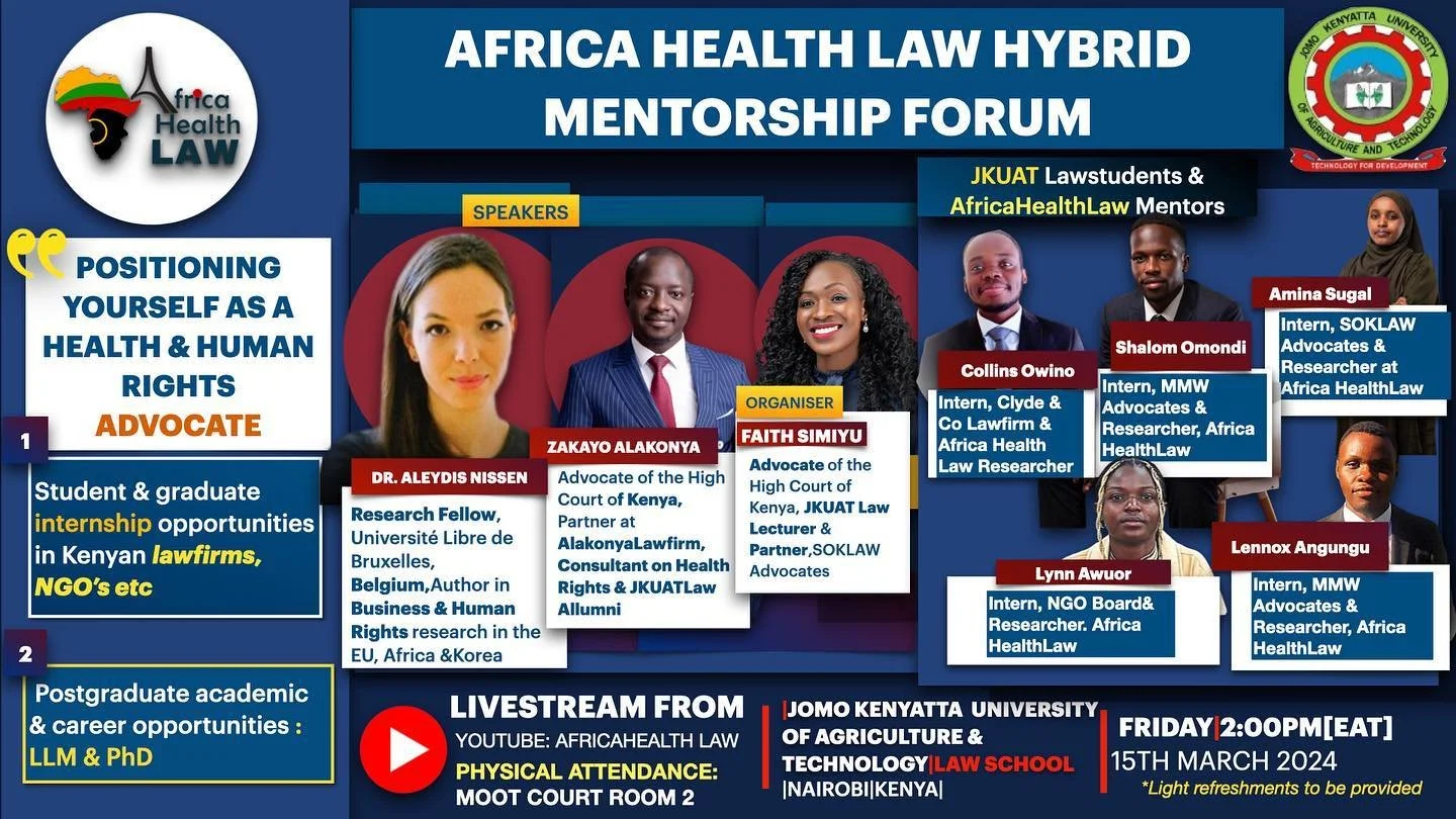 With the kind support of the dean's office @jkuat.lawschool &amp; co-ordination by Faith Simiyu, we shall be having our inaugural mentorship forum for students this week Friday, from 14:00-17:00hours at the Moot Court room. 

This is an invitation fo