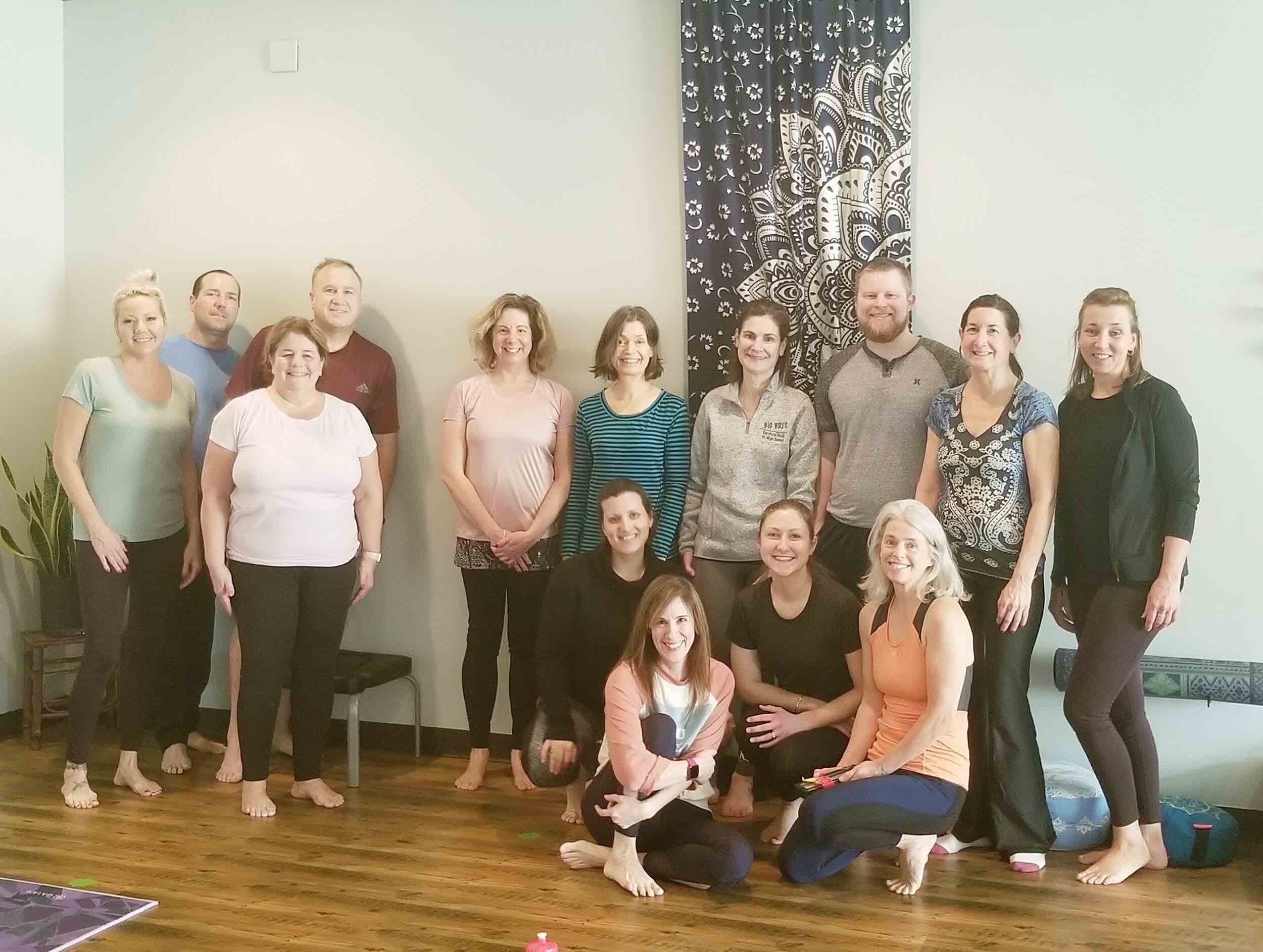 Beginner yoga class at Emerald Yoga Studio in Pembroke
