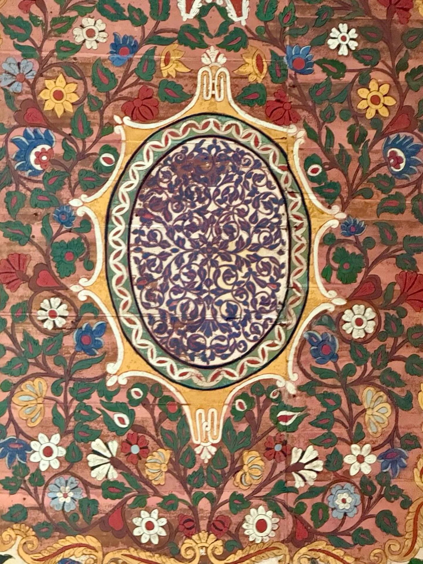 Travel is always a source of inspiration. Getting away from our desks and immersing ourselves in the colours and patterns of other places is a spark to creativity.
 
Eva took this photo of the intricately carved and vibrantly painted ceiling of the B