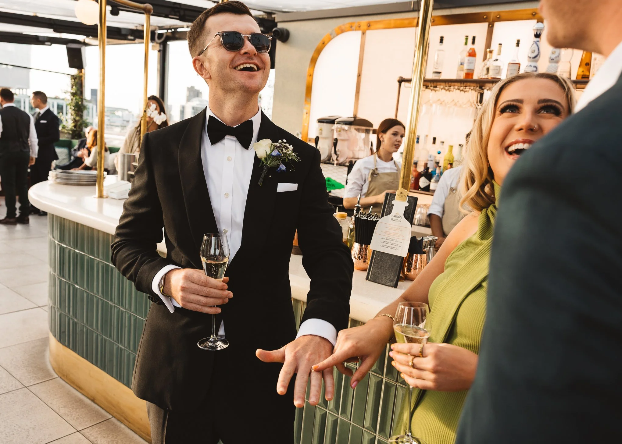 Stylish black tie Marylebone and Wagtail rooftop wedding photography-88.jpg