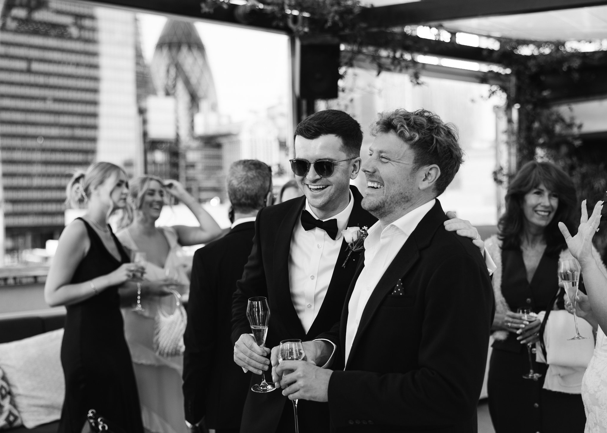 Stylish black tie Marylebone and Wagtail rooftop wedding photography-81.jpg