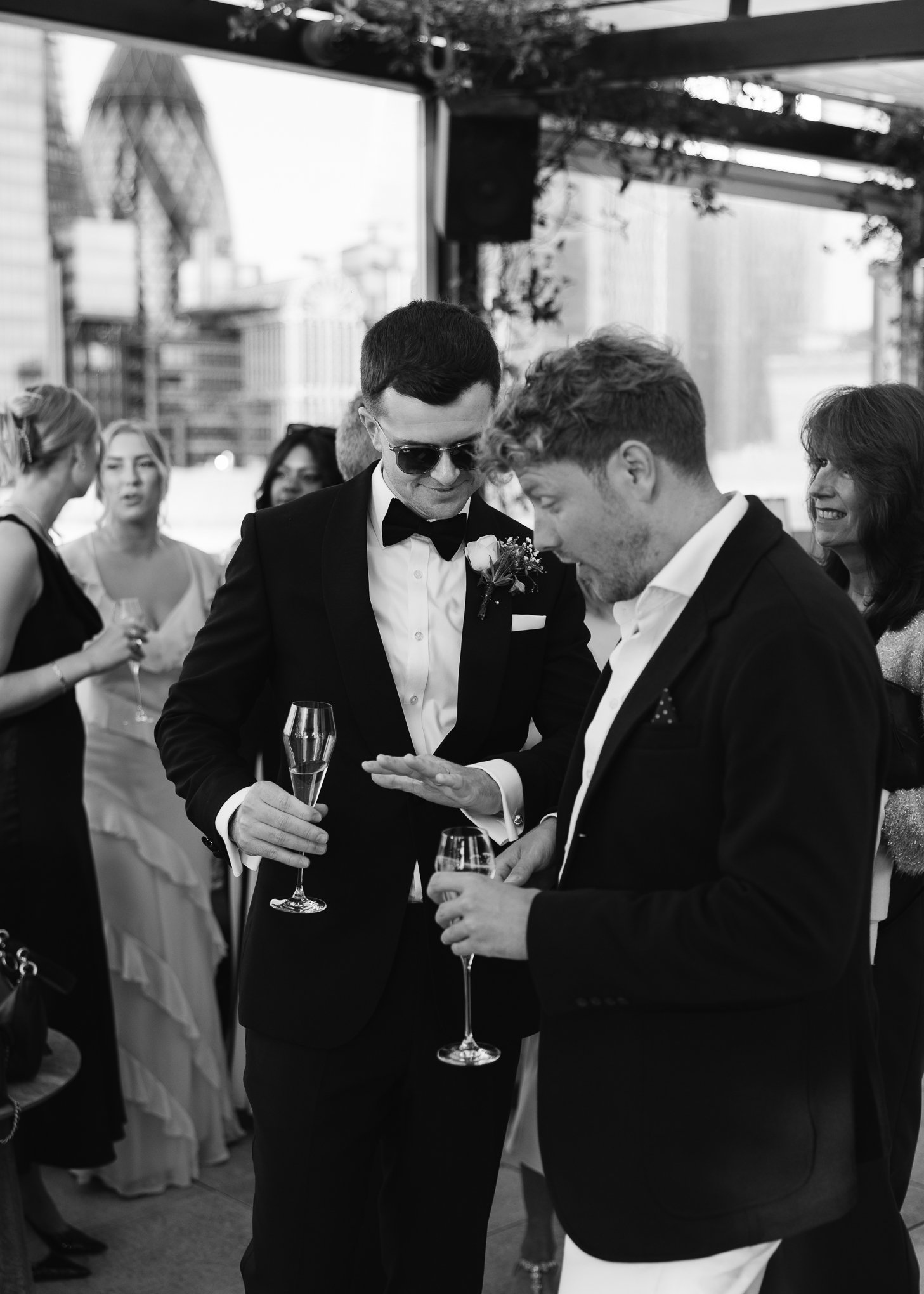 Stylish black tie Marylebone and Wagtail rooftop wedding photography-82.jpg