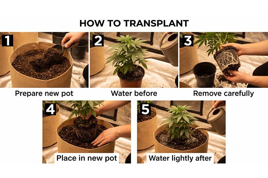 5 step overview of transplanting cannabis