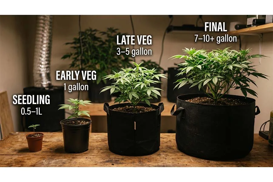 flowerpot sizes for cannabis plants