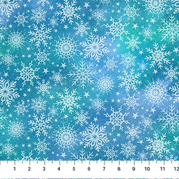 Falling Snowflakes Black - 108 Cotton Wide Back Quilt Fabric