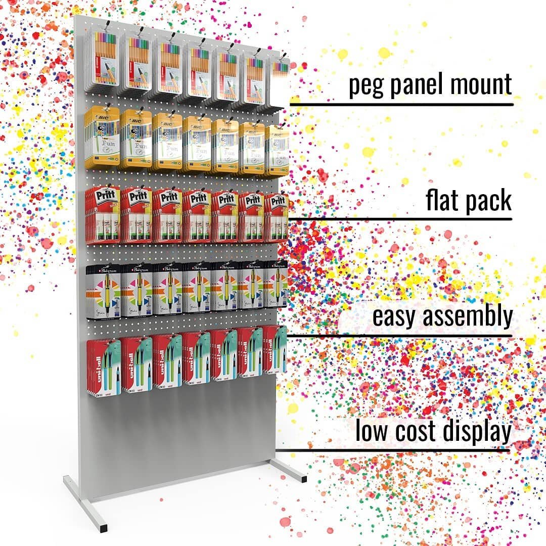 This peg panel display is an unbeatable value for money display. You won't find another unit with this much display area for this low a cost! Get in touch for more details.