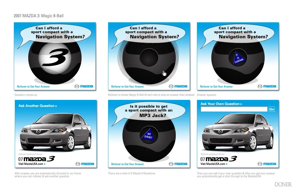 Mazda Interactive Website Ad Design and Scripting (Flash & Actionscript)
