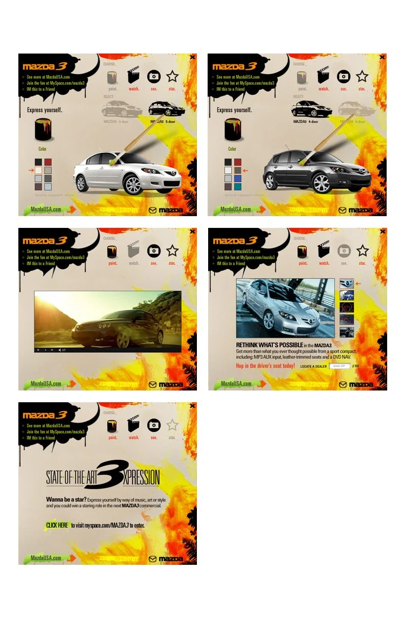 Mazda Interactive Website Ad Design and Scripting (Flash & Actionscript)