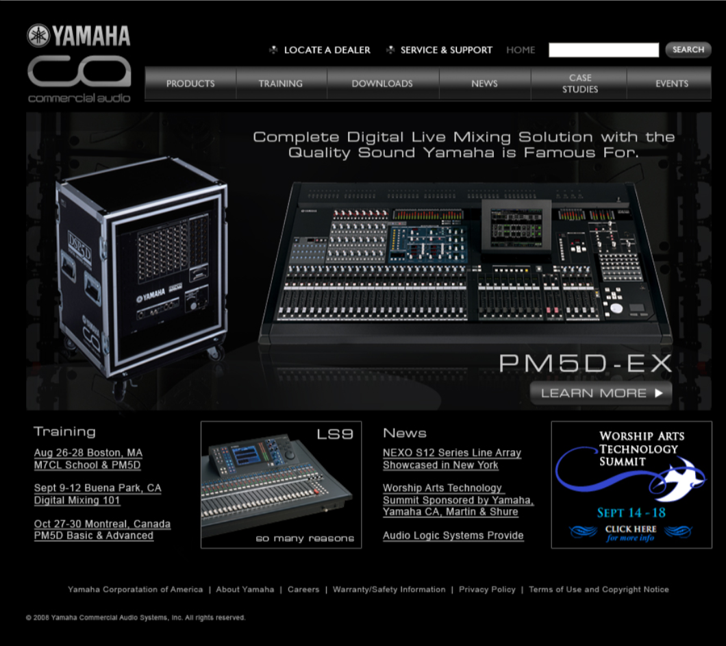 Yamaha Website Design and Programming (PHP, Javascript, MySQL, HTML, CSS)