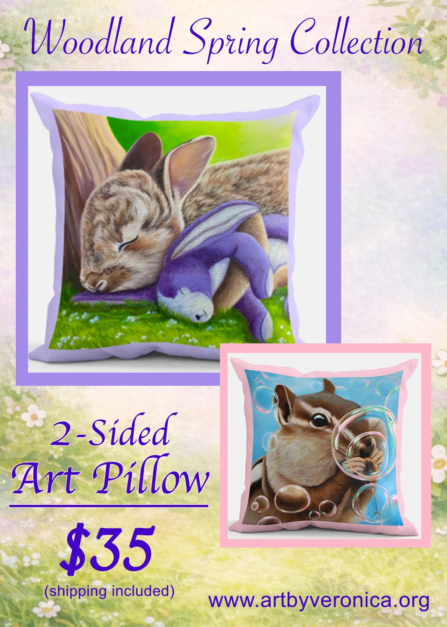 2-Sided Woodland Art Pillow