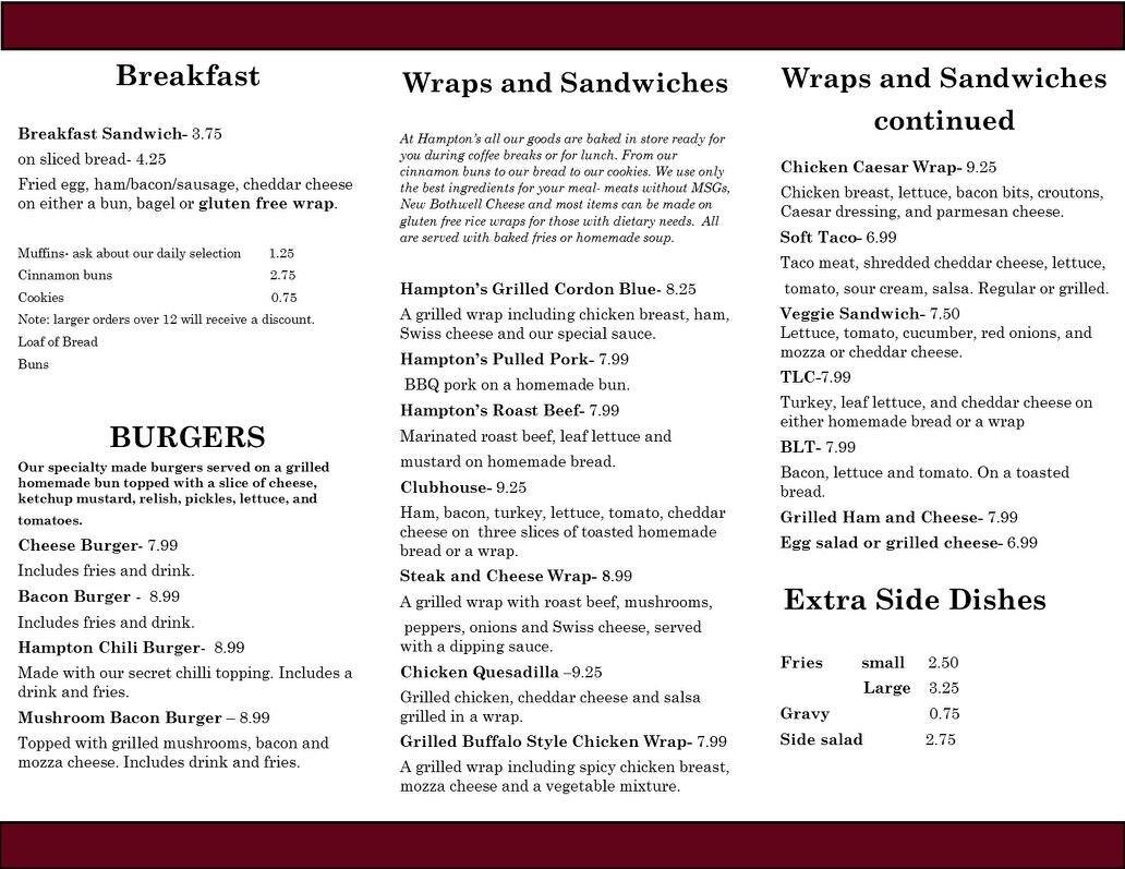 Hampton Cafe — MacGregor Chamber of Commerce