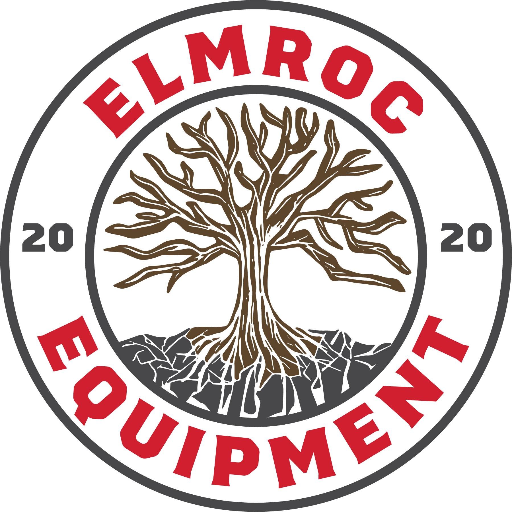Circular logo with a tree in the center and the text "Helmroc" at the top and "Elypse" at the bottom, with "20" on either side of the tree. The tree has a brown trunk and branches, with roots extending below, and is set against a background with a black and white pattern.