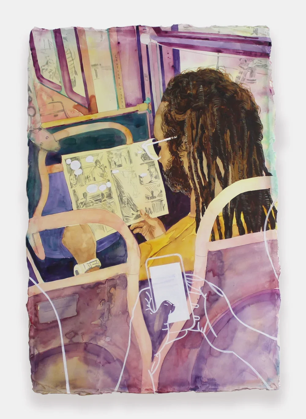 JORDAN SEABERRY
Doing Politics Quietly
2022
Watercolor, acrylic, graphite, and modeling paste on canvas
25 x 37 inches