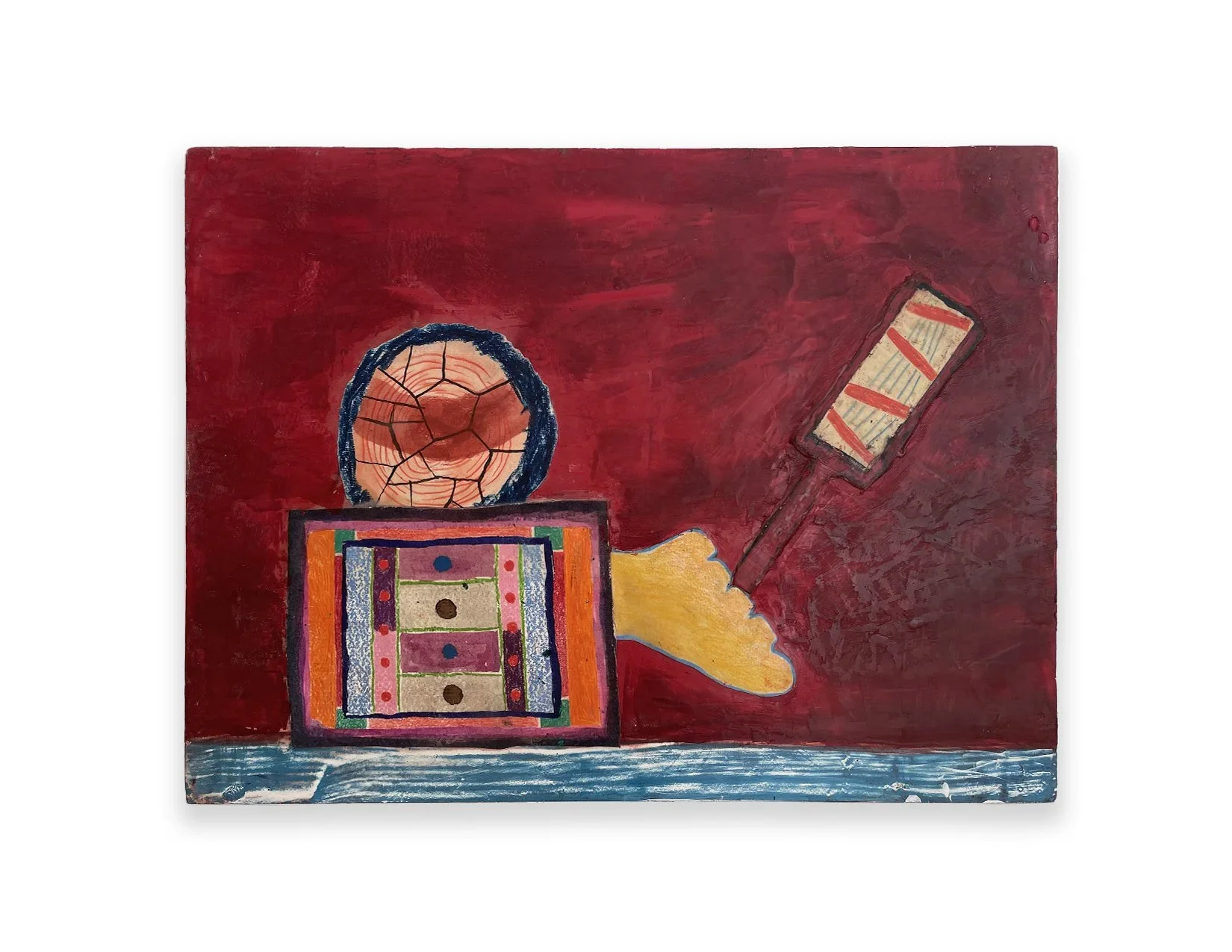 CHUCK WEBSTER
Duckworth Lewis, 2023
Oil, encaustic paint, wax and collage of mixed media drawings on panel
14 x 18 inches