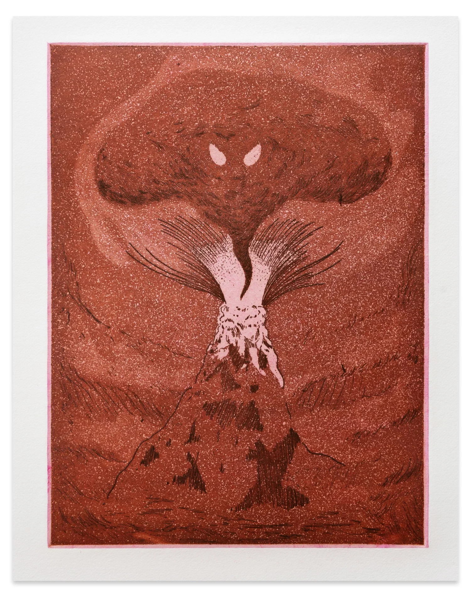ALEX JACKSON
The Eyes of Tephra, 2023
Etching, aquatint and hand-dyed chine collé
Sheet size: 9.875 x 13.875”
Plate size: 5.875 x 8”
Edition of 20 + 5 AP