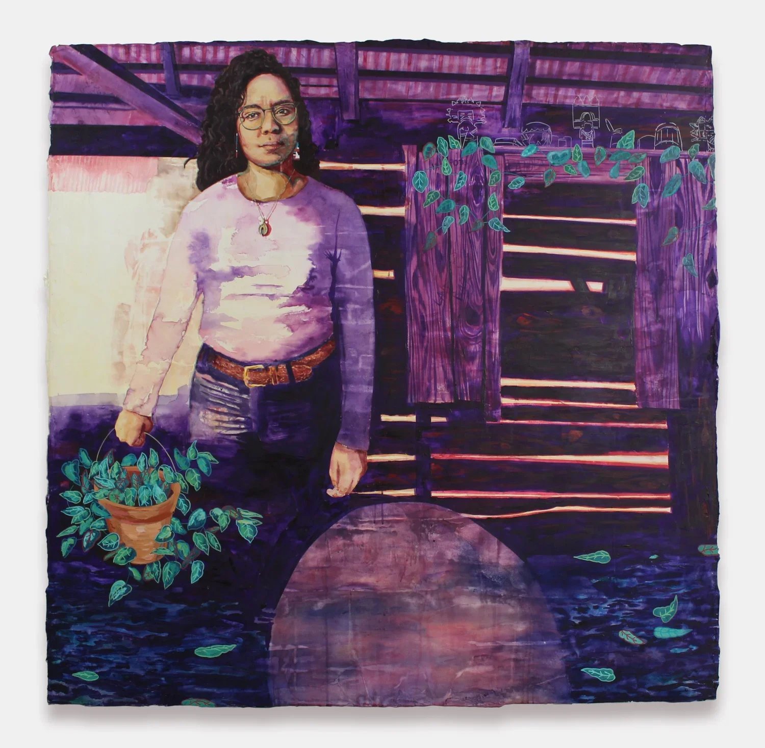JORDAN SEABERRY
She Gather Them and Give Them Back to Me, 
2022
Watercolor, acrylic, graphite, and modeling paste on canvas
60 x 60 inches