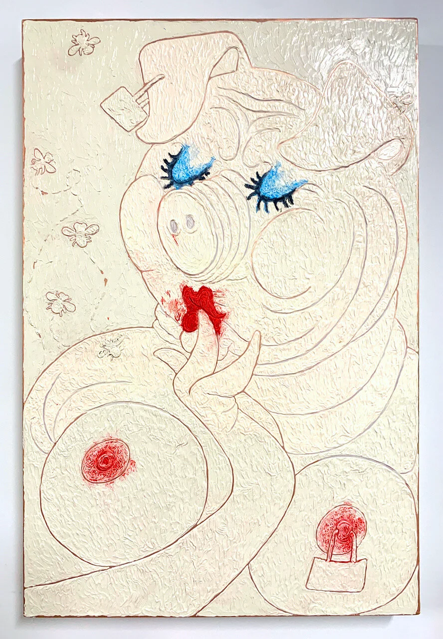 Anastasiya Tarasenko  Miss  2021 oil on copper panel 12 x 18 inches