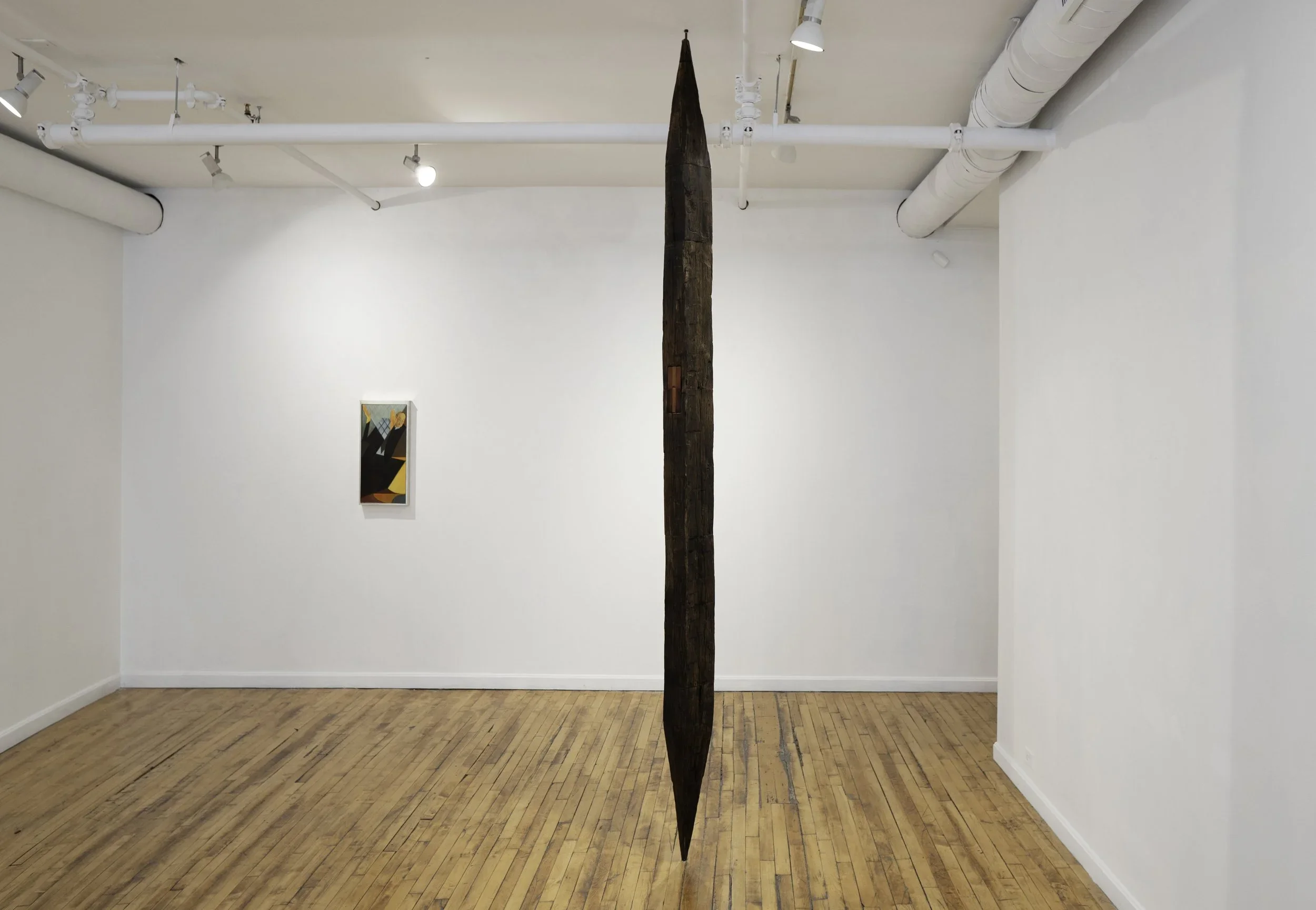 Damien H. Ding
To Stand, 2023
Hand-hewn oak beams, steel hardware
egg tempera
124 x 6 x 6 inches