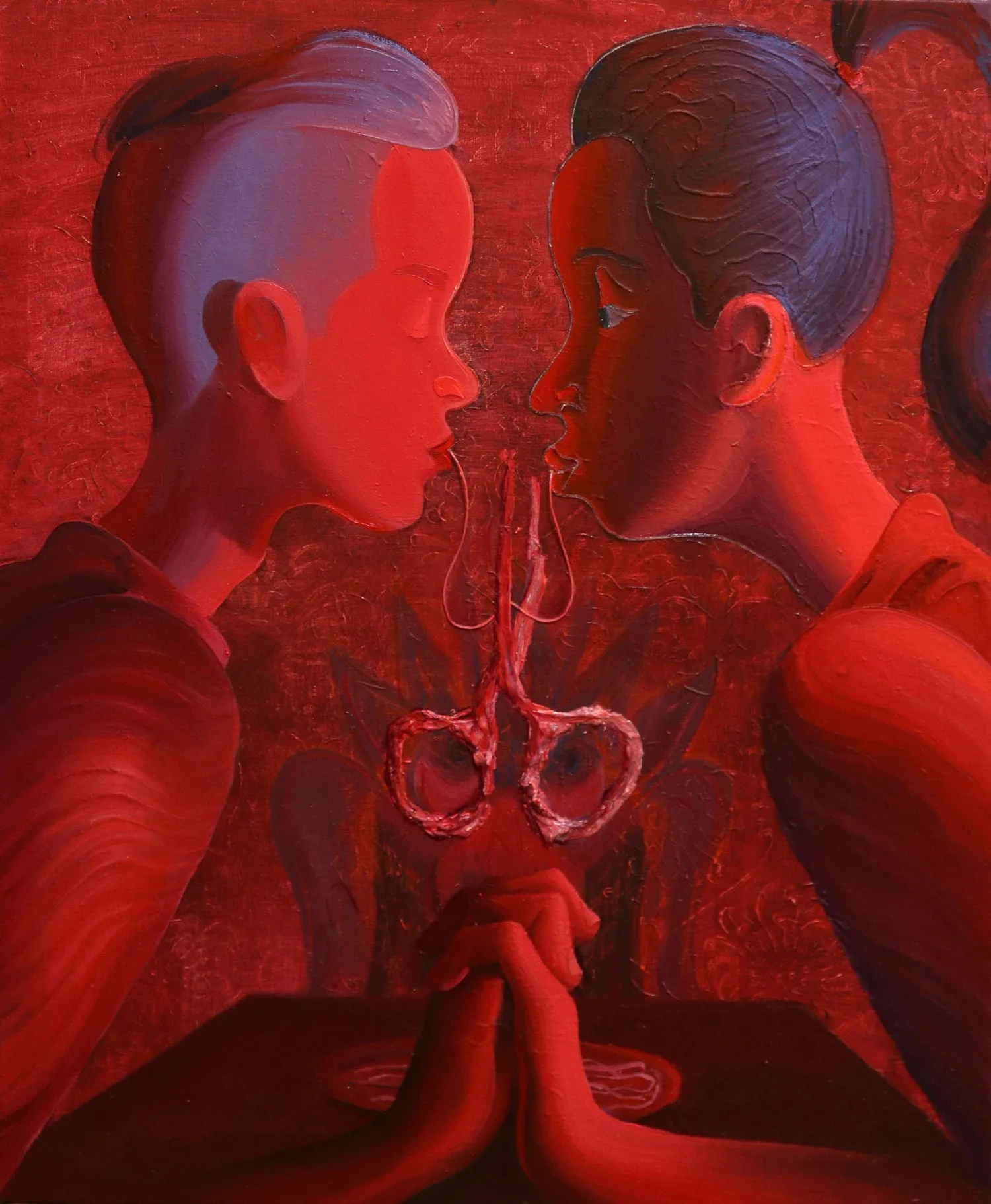 Daniel B Dias
Fine Dining (Red)
2022
Oil, acrylic, and canvas thread on canvas
20 x 24 inches