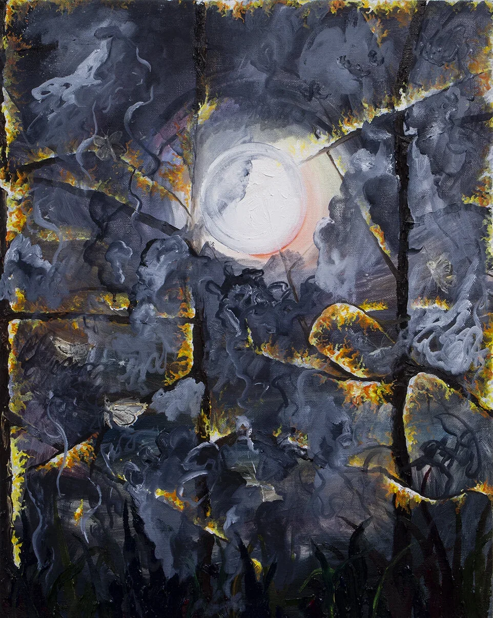 MORGAN MANDALAY
Moth Smoke Lingers
2019
Oil on canvas in artist’s frame
20 x 16 inches