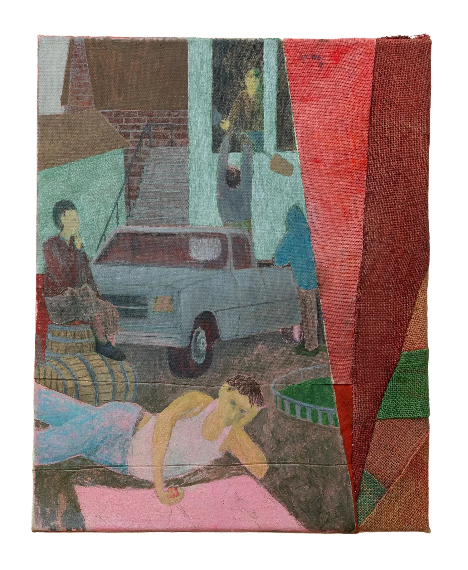 DANIEL CABRILLOS JACOBSEN
Uninvited Guests, 2025
Oil on various textiles
20 x 16 inches (50.8 x 40.6 cm)