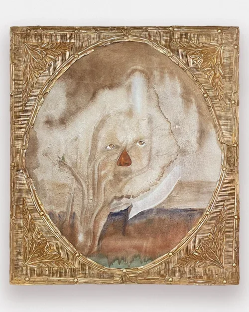 DAVID SHROBE
Pure Light Energy (nature within), 2023
Oil and acrylic on canvas mounted on panel with ornate foil frame
30 x 27 inches  (76.2 x 68.6 cm)