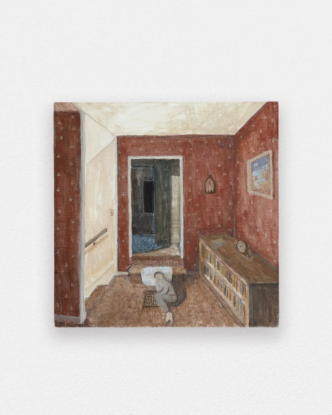 MASON OWENS
boy sleeping on the heating vent/remembering the old farmhouse, 2023
Egg tempera on panel
8 x 8 inches (20.3 x 20.3 cm)