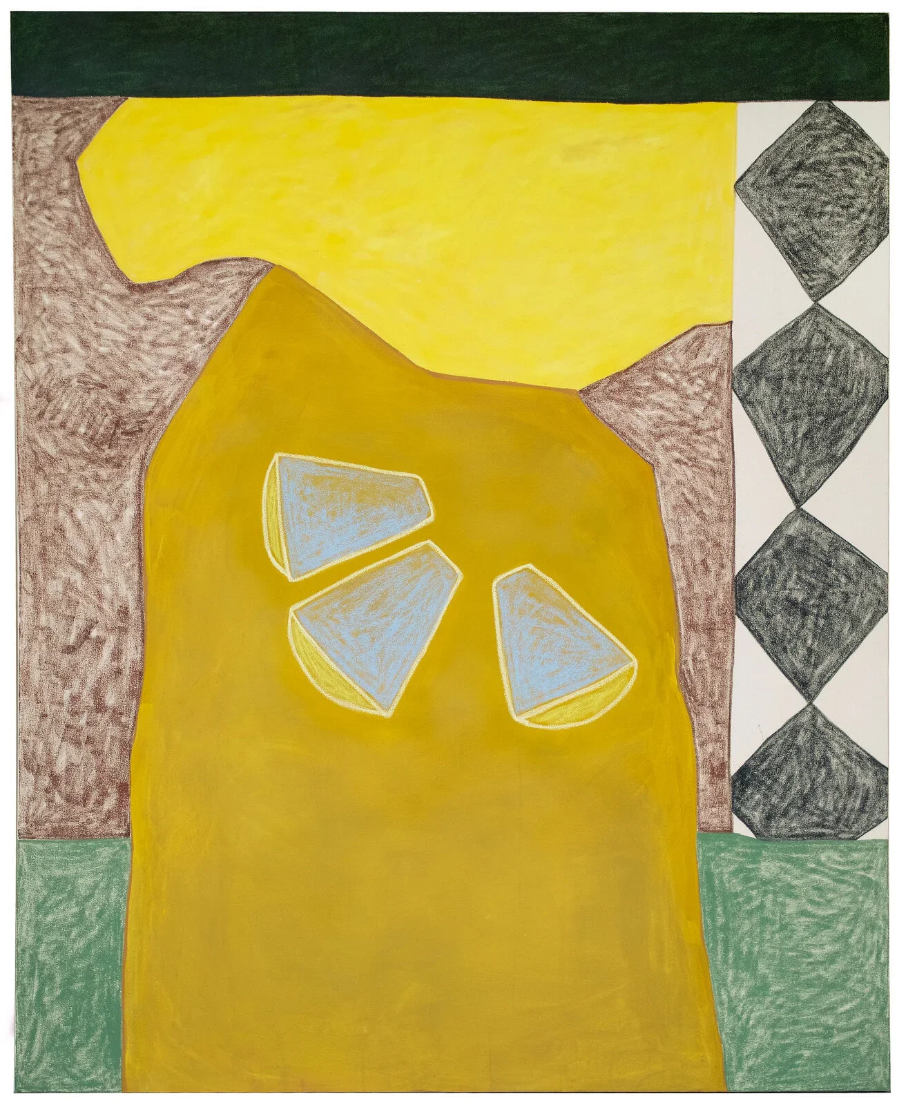 SOPHIE LOURDES KNIGHT
The Bells
2017
Flashe and oil pastel on raw canvas
60 x 48 inches