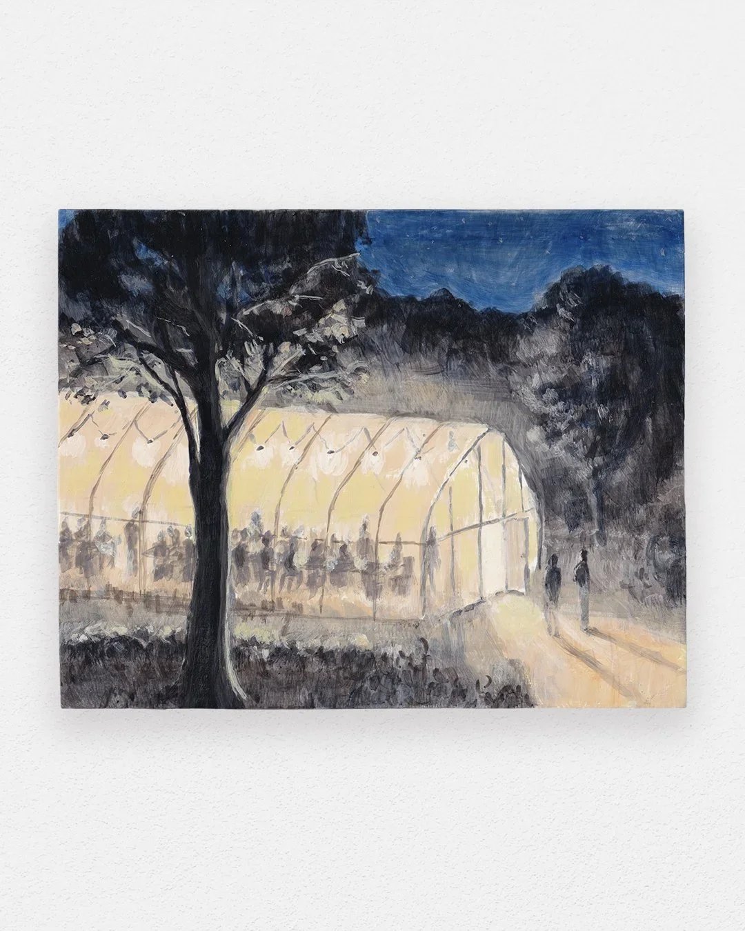 MASON OWENS
dinner in the greenhouse and the Meryl Streep look-alike, 2024
Egg tempera on panel
8 x 10 inches (20.3 x 25.4 cm)