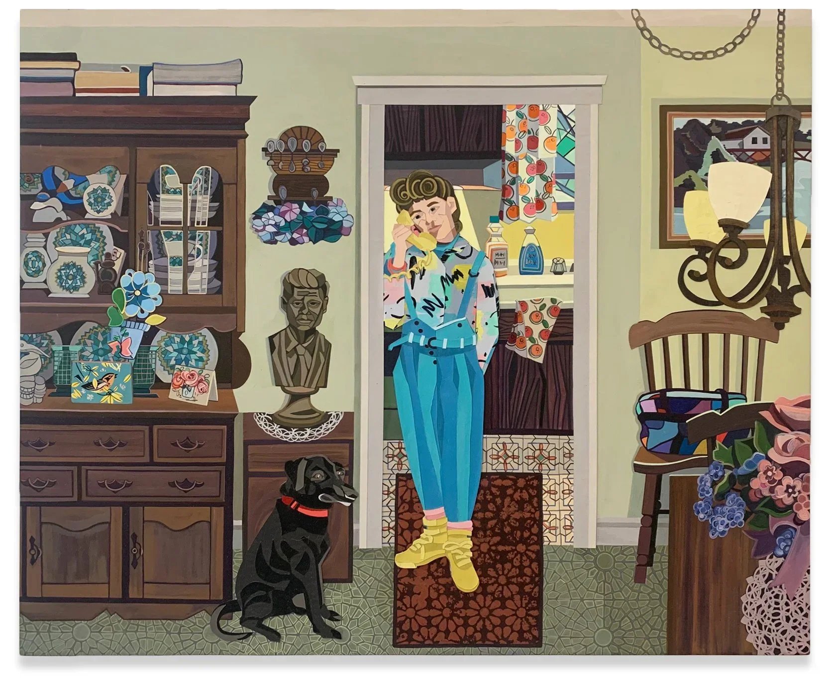 ANN TOEBBE
JFK, Lizzie and Me,  2023
Gouache, oil, and paper collage on panel
18 x 22 inches (45.7 x 55.9 cm)