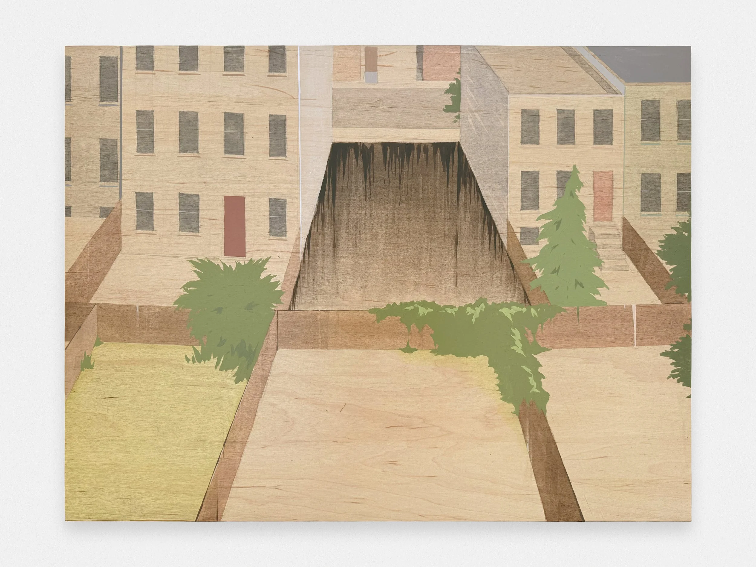 Empty Lot (Backyards), acrylic on panel, 24 x 36 inches