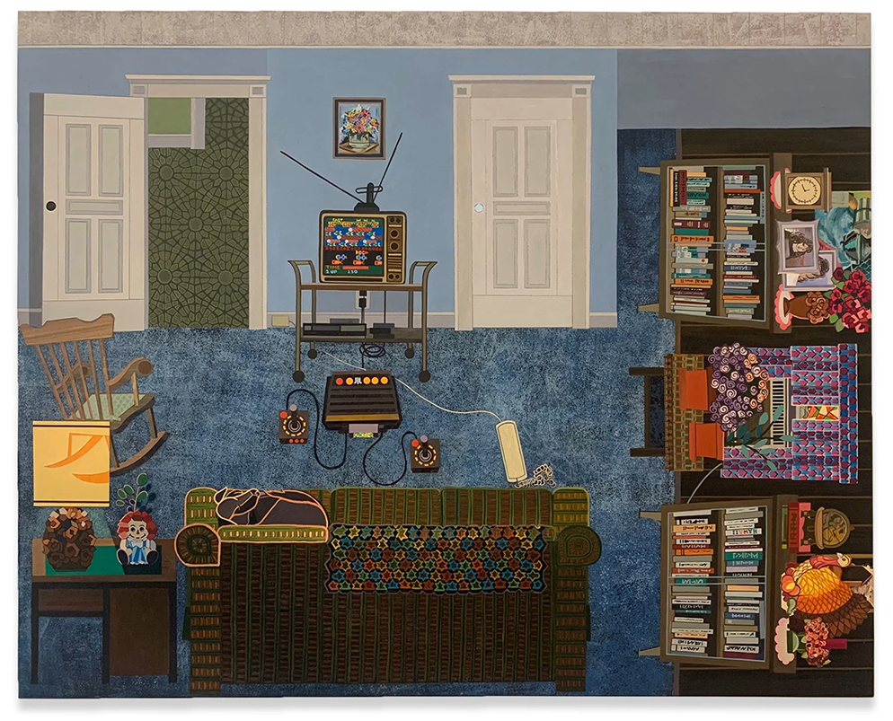 ANN TOEBBE
Frogger,  2023
gouache, oil, and paper collage on panel
24 x 30 inches (58.4 x 76.2 cm)
