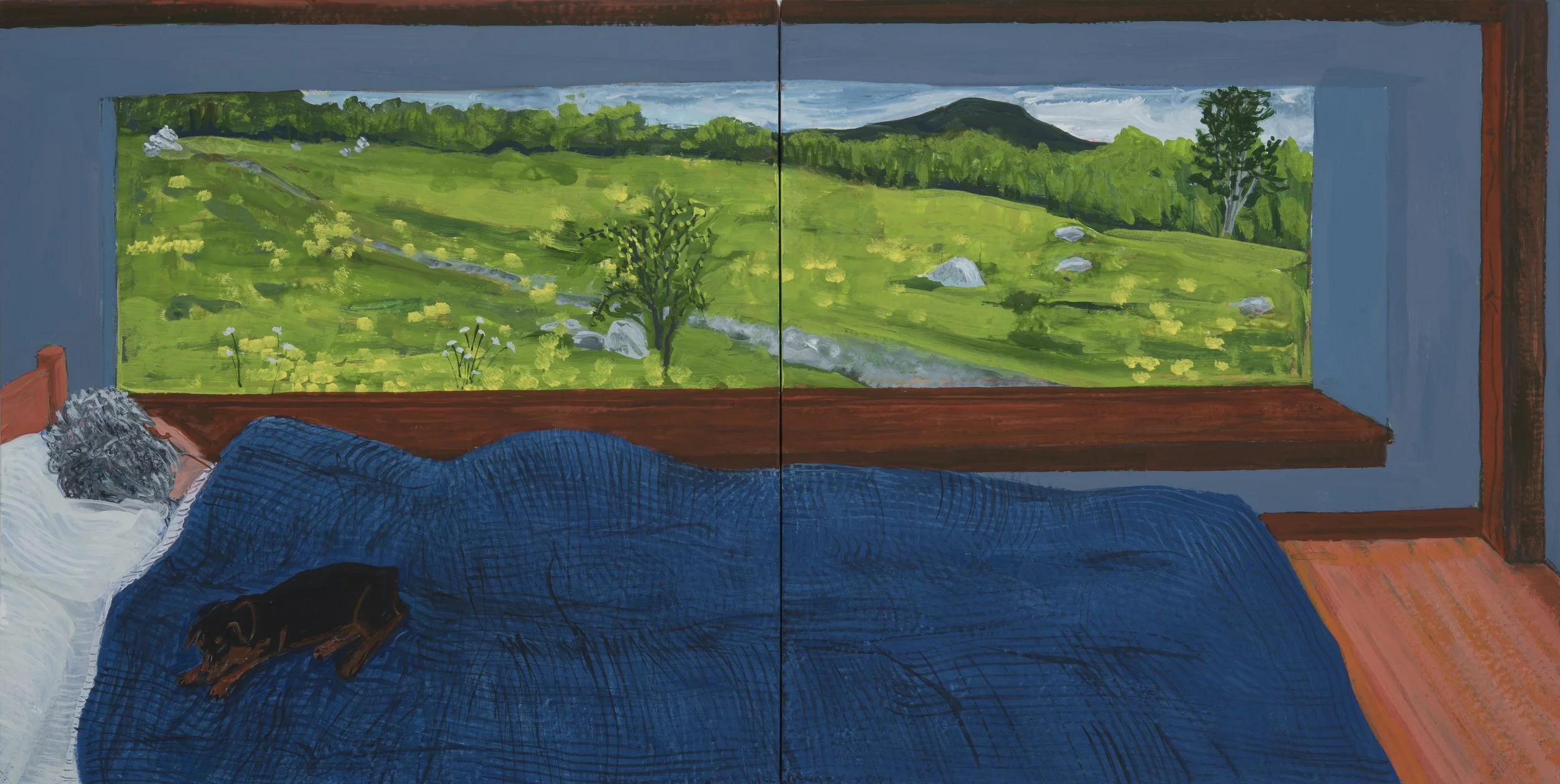 SARAH MCENEANEY
Blueberry Hill Sleep, 2021
Acrylic on board, 2 panels
10 x 20 inches (25.4 x 50.8 cm)
