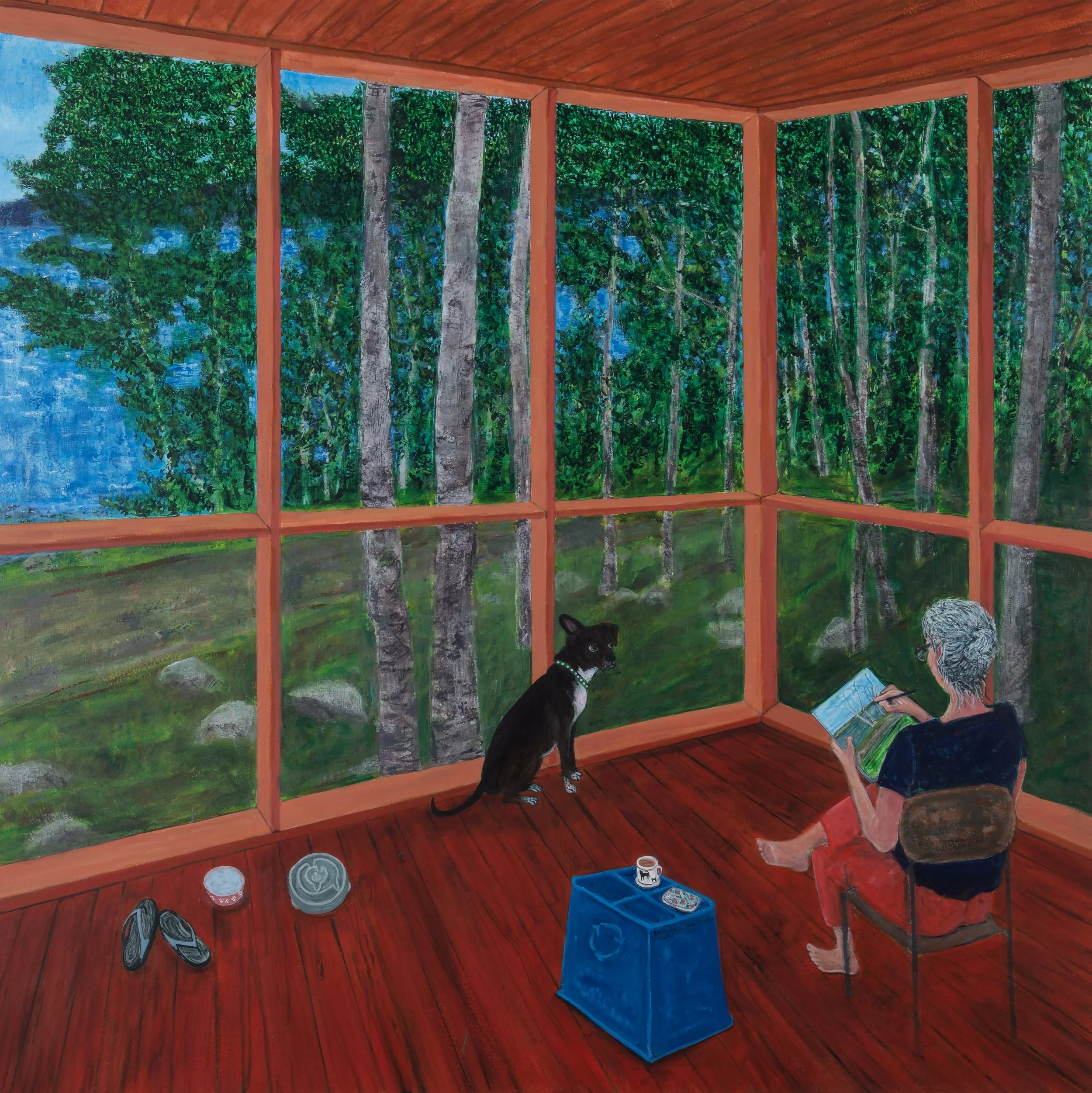 SARAH MCENEANEY
Brassua Lake Rockwood ME, 2025
Acrylic and collage on panel
48 x 48 inches (121.9 x 121.9 cm)